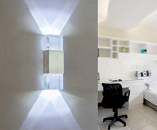 SISVIV Apliques de Pared 6W Led Lampara de Pared Interior Moderna en Acrílico y Aluminio para Pasillo, Escalera, Dormitorio, Salon Potente Luz, Blanco Frío