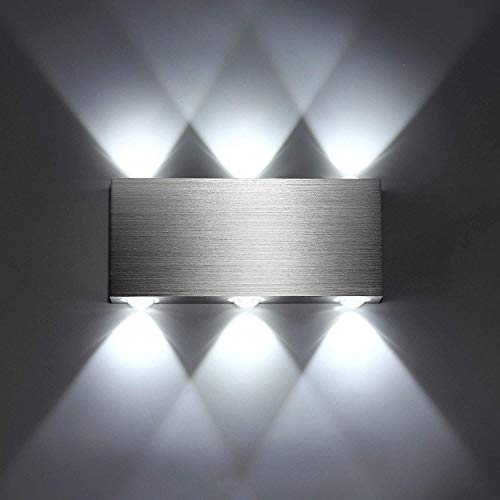 SISVIV Apliques de Pared Puro Aluminio 6 LED 6W Lámpara Pared Interior Moderno Luz Para Pasillo Dormitorio Escalera Blanco Frío