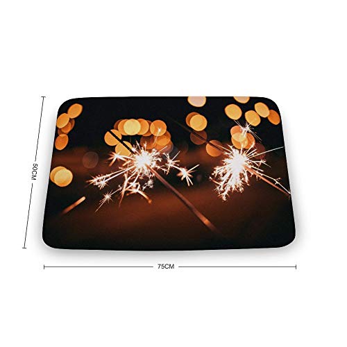 Sitear Sparklers Feliz año Nuevo {Personalizado, Personalizado} Alfombra de baño de Terciopelo Coral Suave Durable Antideslizante Cocina Absorbente Pad, Lana Coral, Color1, 50 * 75 * 0.8cm