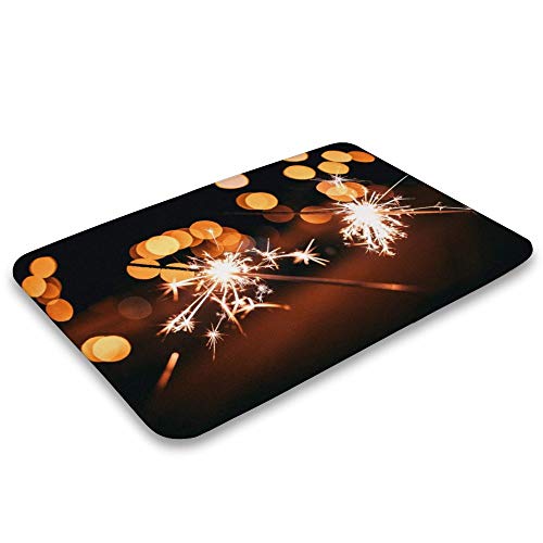 Sitear Sparklers Feliz año Nuevo {Personalizado, Personalizado} Alfombra de baño de Terciopelo Coral Suave Durable Antideslizante Cocina Absorbente Pad, Lana Coral, Color1, 50 * 75 * 0.8cm