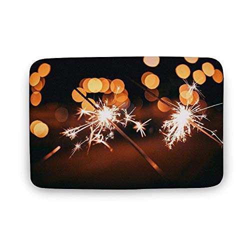 Sitear Sparklers Feliz año Nuevo {Personalizado, Personalizado} Alfombra de baño de Terciopelo Coral Suave Durable Antideslizante Cocina Absorbente Pad, Lana Coral, Color1, 50 * 75 * 0.8cm