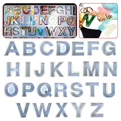 siwetg 26 Unids/Set Crystal Epoxy Letras Inglesas Alfabeto Molde De Silicona DIY Joyería Hecha a Mano Colgante Creativo Modelo Molde UV