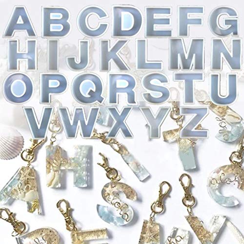 siwetg 26 Unids/Set Crystal Epoxy Letras Inglesas Alfabeto Molde De Silicona DIY Joyería Hecha a Mano Colgante Creativo Modelo Molde UV