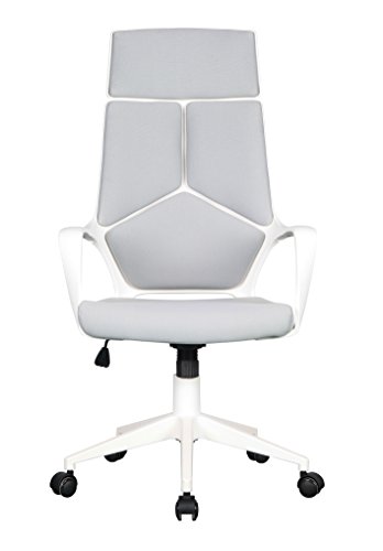 SixBros. Silla de Oficina Sillón de Oficina Silla giratoria Tela Gris/Blanco - 0898H/2253