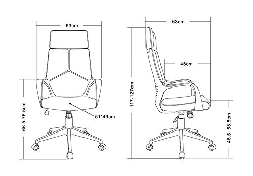 SixBros. Silla de Oficina Sillón de Oficina Silla giratoria Tela Gris/Blanco - 0898H/2253