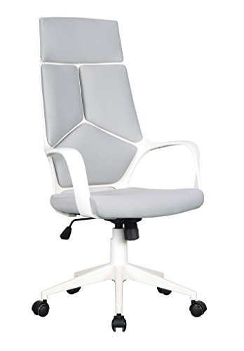 SixBros. Silla de Oficina Sillón de Oficina Silla giratoria Tela Gris/Blanco - 0898H/2253