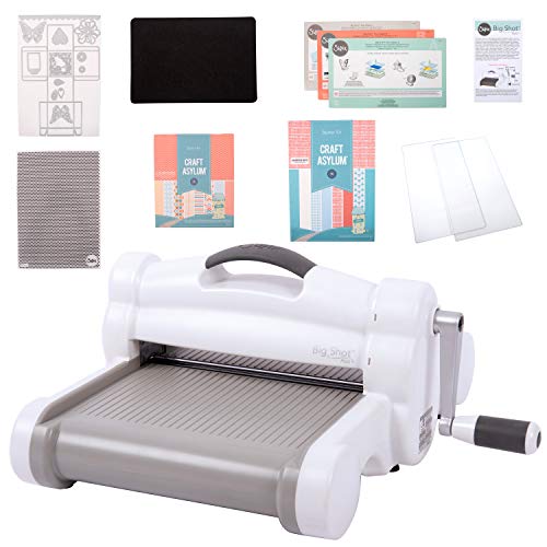 Sizzix Big Shot Plus Starter Kit, máquina de Corte y Repujado Manual con Troqueles Bigz L, Thinlits Y Framelits, Carpeta para Embossing y cartulina, tamaño A4 (21 cm), Multicolor, Única