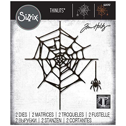 Sizzix Set de Troqueles Thinlits 2 pzas 664747 Telaraña de Tim Holtz, Spider Web, Talla única