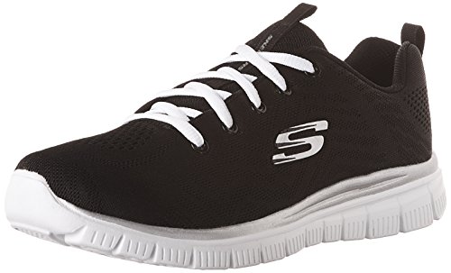 Skechers Women 12615 Low-Top Trainers, Black (Black Mesh/White Trim Bkw), 4 UK (37 EU)