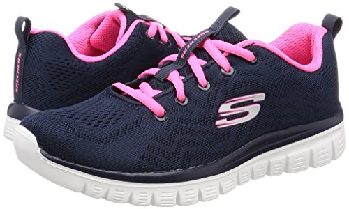 Skechers Women 12615 Low-Top Trainers, Blue (Navy Mesh/Hot Pink Trim Nvhp), 6 UK (39 EU)