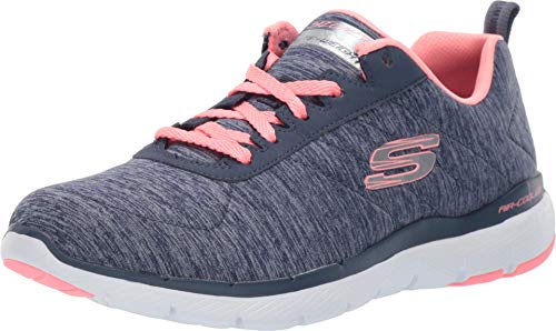 Skechers Women's Flex Appeal 3.0-INSIDERS Trainers, Blue (Navy Mesh/Coral Trim Nvcl), 7 UK 40 EU