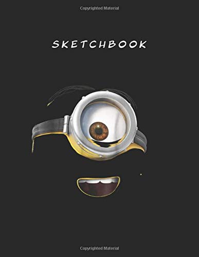 Sketchbook: Despicable Me Minions Stuart Only His Face Graphic Large Size 8.5in x 11in Unlined Pages Sketchbook with 113 Pages White Paper Blank Journal with Black Cover for Baby - Kids