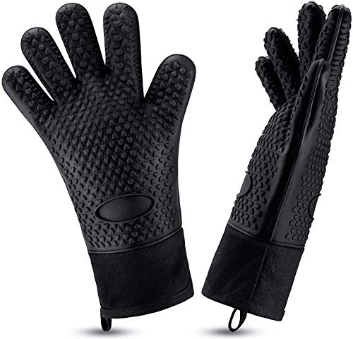 Skevic Guantes para Horno, Manoplas Horno de Silicona - Guantes Cocina Resistentes al Calor hasta 350ºC - Guantes Horno Profesional para Barbacoa, Olla, Hornos, Chimenea Impermeable y Antideslizante