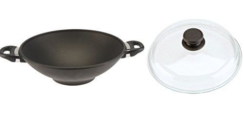 SKK 275 Titanium 2000 Plus - Sartén Wok con Tapa de Cristal (32 cm)