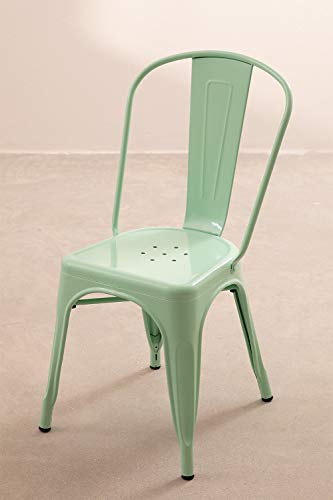 SKLUM Silla LIX Verde Menta Comedor Estilo Industrial Acabado Brillante