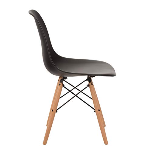 SKLUM Silla Scand Negro Madera Natural Comedor, Cocina, Escritorio Estilo Nórdico Polipropileno y Madera de Haya