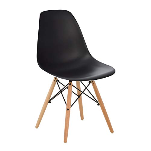 SKLUM Silla Scand Negro Madera Natural Comedor, Cocina, Escritorio Estilo Nórdico Polipropileno y Madera de Haya