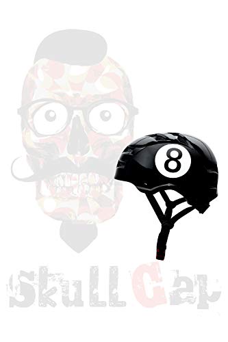 SkullCap® Casco de Skate y BMX - Bicicleta Y Scooter Eléctrico, Diseño: Black-8, Talla: M (55-58 cm)