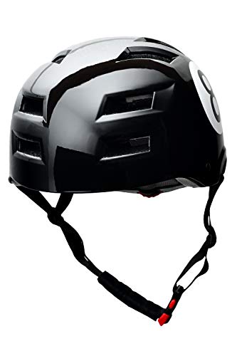 SkullCap® Casco de Skate y BMX - Bicicleta Y Scooter Eléctrico, Diseño: Black-8, Talla: M (55-58 cm)