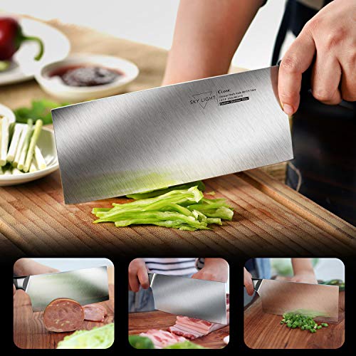 SKY LIGHT Chopper Cuchillo Chino Cuchillo Chef 18cm Cuchillo de Cocina alemán Cuchillo de Carne de Acero Inoxidable con Mango ergonómico