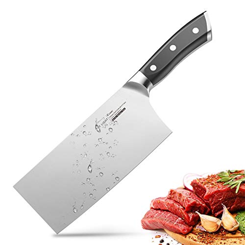 SKY LIGHT Chopper Cuchillo Chino Cuchillo Chef 18cm Cuchillo de Cocina alemán Cuchillo de Carne de Acero Inoxidable con Mango ergonómico