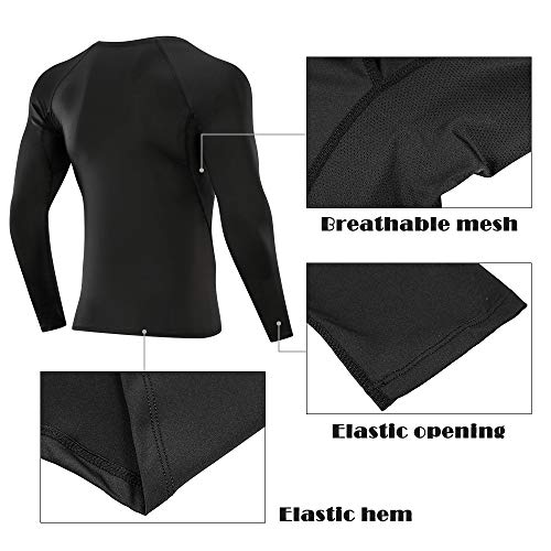 SKYSPER Camiseta de Compresión Manga Larga para Hombre Pantalones Largos Leggings Apretada Ropa Interior Deportiva Deportes Transpirable Secado Rápido para Running Fitness Entrenamiento Yoga Ciclismo