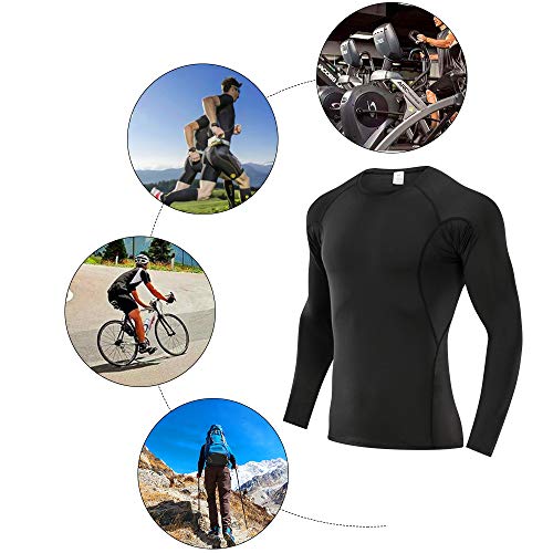 SKYSPER Camiseta de Compresión Manga Larga para Hombre Pantalones Largos Leggings Apretada Ropa Interior Deportiva Deportes Transpirable Secado Rápido para Running Fitness Entrenamiento Yoga Ciclismo