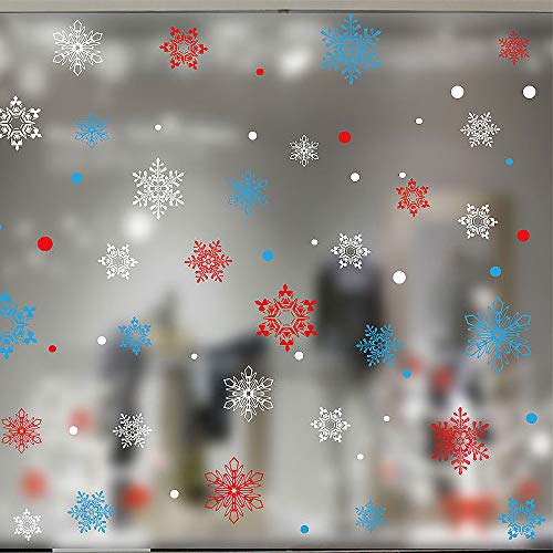 Skystuff 3 pegatinas de Navidad copo de nieve pegatinas de ventana de Navidad pegatinas de PVC reutilizable estática para Navidad fiesta temática Año Nuevo decoraciones