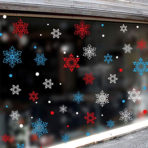 Skystuff 3 pegatinas de Navidad copo de nieve pegatinas de ventana de Navidad pegatinas de PVC reutilizable estática para Navidad fiesta temática Año Nuevo decoraciones