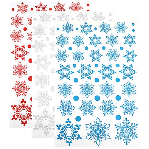 Skystuff 3 pegatinas de Navidad copo de nieve pegatinas de ventana de Navidad pegatinas de PVC reutilizable estática para Navidad fiesta temática Año Nuevo decoraciones