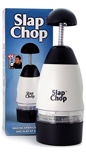 Slap Chop Máquina de cortar original con cuchillas de acero inoxidable | Chopper vegetal gadget | Mini Chopper para las ensaladas | accesorio de cocina Blanco