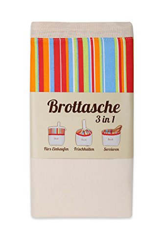slowroom Pan Bolsa de algodón, 3 en 1, para conservación + Servir + Compras, Transpirable y Decorativa, Modelo sonnig, 32 x 35 cm