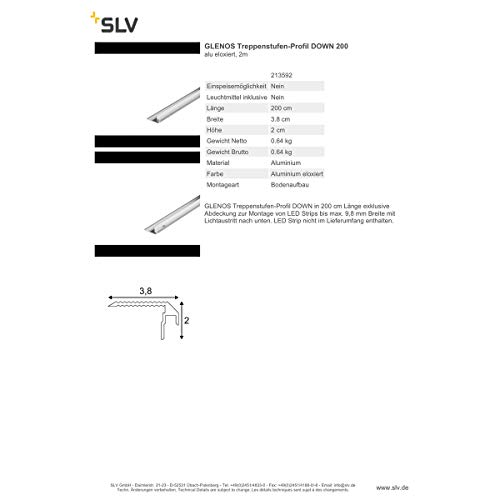 SLV Glenos pasos-perfil down 200, con estructura de perfil, 2 M, aluminio anodizado 213592