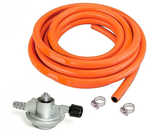 S&M 322150 Kit Regulador de Gas para bombona de butano de Camping + Tubo 1,5 Metros +2 Arandelas, Gris/Naranja, Estándar