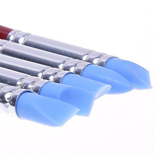 (Small) - Meta-U 5 Pcs Colour Shapers Silicone Pen / Paint Brushes With Flexible Blue Rubber Tip & Red Wooden Handle