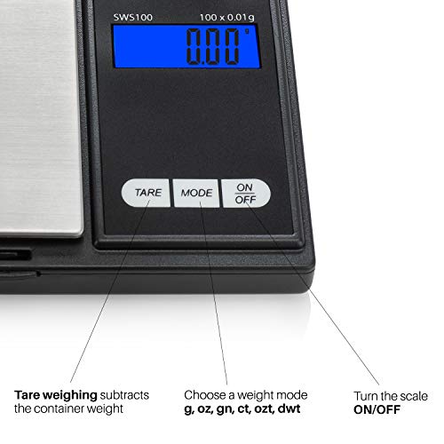 Smart Weigh Balanza de Bolsillo Digital Smart Weigh Sws100 de 100 X 0.01G