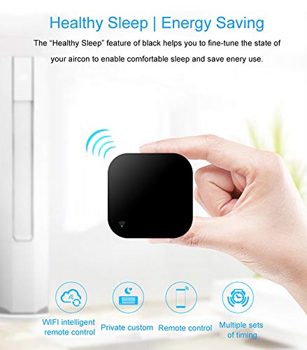 Smart WiFi Mando a distancia IR WiFi (2.4 GHz) Mando a distancia universal de infrarrojos activado para aire acondicionado TV Ventilador DVD Uso de la APP Tuya Smart Life Compatible con Alexa