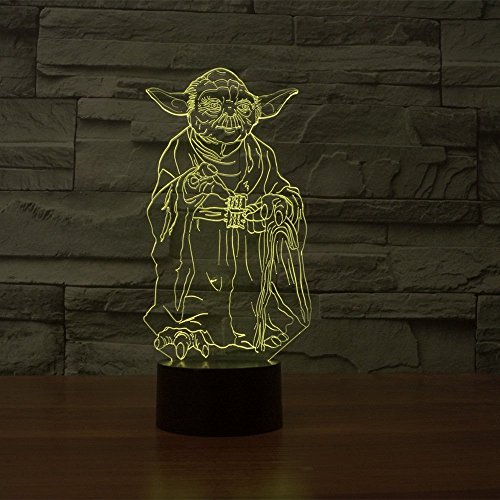 SmartEra® Personajes de Star Wars Movie Maestro Yoda USB 3D de la ilusión óptica 7 cambio del color del botón del tacto de la lámpara de luz LED