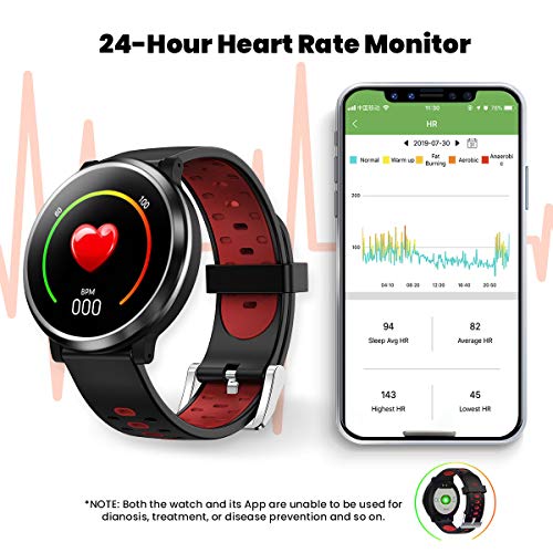 Smartwatch Reloj Inteligente, HopoFit HF04 Impermeable IP67 Podómetro Pulsómetros con Monitor de Sueño, Caloría, Notificación Llamada y Mensaje, Cámara Remoto para Andriod iOS, Hombres Mujeres(Black)