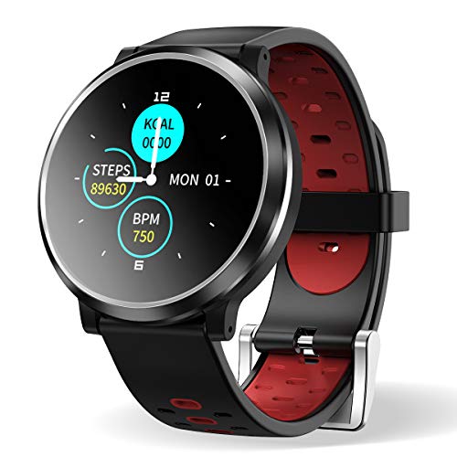 Smartwatch Reloj Inteligente, HopoFit HF04 Impermeable IP67 Podómetro Pulsómetros con Monitor de Sueño, Caloría, Notificación Llamada y Mensaje, Cámara Remoto para Andriod iOS, Hombres Mujeres(Black)