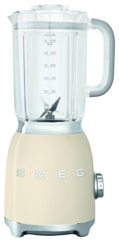 Smeg BLF01CREU - Batidora de vaso 16,3 x 19,7 x 39,7 cm, 1,5 litros (Vidrio, Acero inoxidable, Corriente alterna)