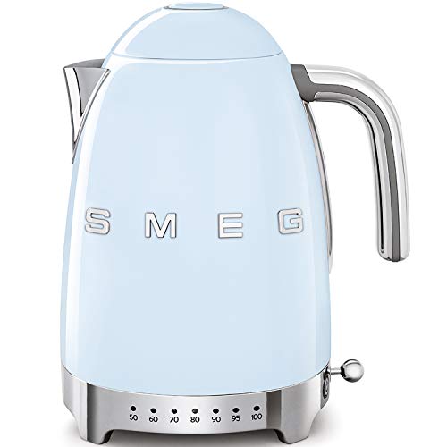 SMEG Calentador de Agua electrico, hervidor KLF04PBEU, 2400 W, 1.7 litros, plástico, azul pastel