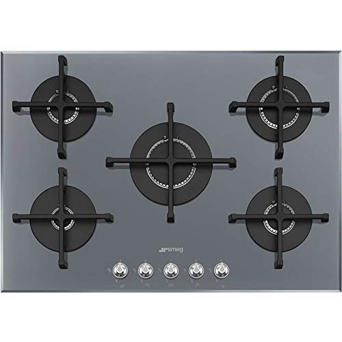 Smeg PV175S2 hobs Acero pulido Integrado Encimera de gas - Placa (Acero pulido, Integrado, Encimera de gas, Vidrio, 1100 W, Alrededor)