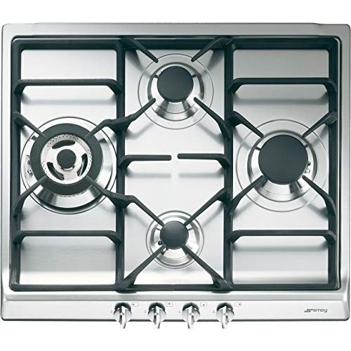 Smeg SR60GHS hobs - Placa (Integrado, Gas, Cast-iron, Giratorio, Frente, 220-240V) Acero inoxidable