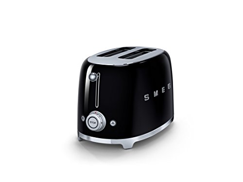 SMEG Tostador Tsf01Bleu, 950 W, Acero Inoxidable, 2 Ranuras, Negro