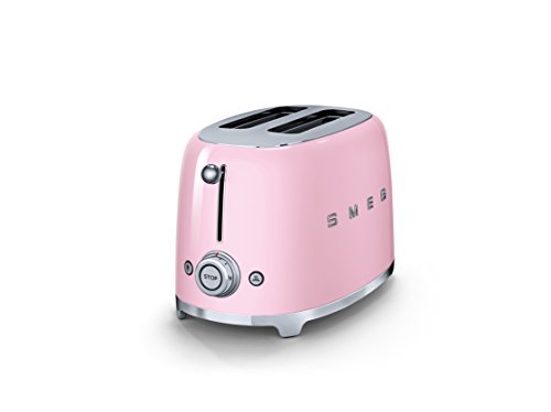 SMEG Tostador TSF01PKEU, 950 W, Metal, 2 Ranuras, rosa pastel