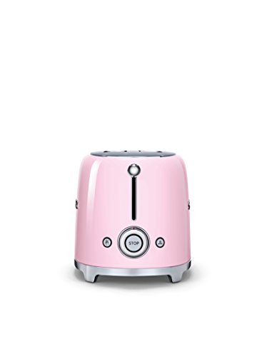 SMEG Tostador TSF01PKEU, 950 W, Metal, 2 Ranuras, rosa pastel