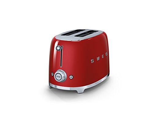 Smeg Tostador TSF01RDEU, 950 W, Acero Inoxidable, 2 Ranuras, rojo