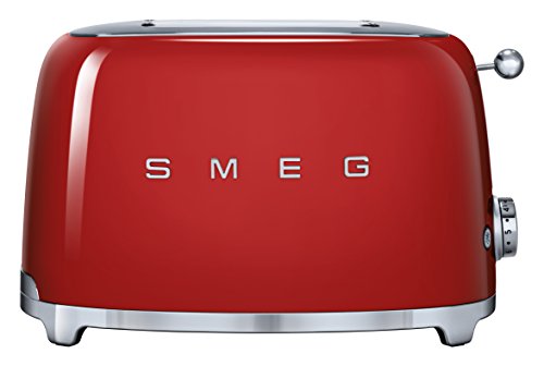 Smeg Tostador TSF01RDEU, 950 W, Acero Inoxidable, 2 Ranuras, rojo