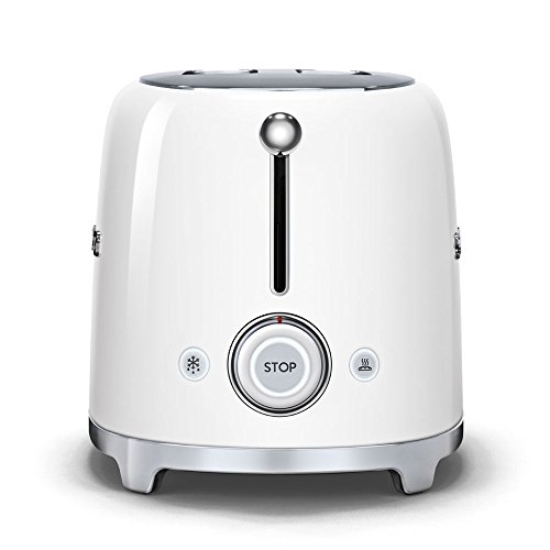 SMEG Tostador TSF01WHEU, 950 W, Acero, De plástico, 2 Ranuras, Blanco